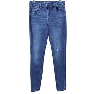 Old Navy Rockstar Medium Dark Wash Distressed High Waisted Skinny Jeans SZ 12